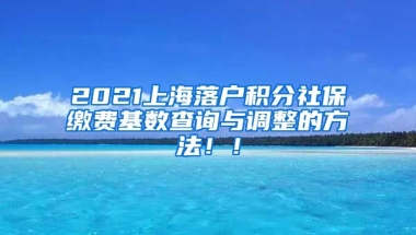 2021上海落户积分社保缴费基数查询与调整的方法！！