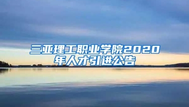 三亚理工职业学院2020年人才引进公告