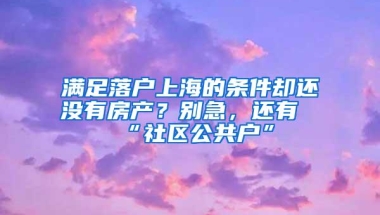 满足落户上海的条件却还没有房产？别急，还有“社区公共户”