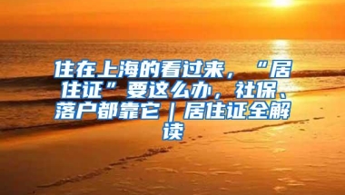 住在上海的看过来，“居住证”要这么办，社保、落户都靠它｜居住证全解读