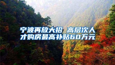 宁波再放大招 高层次人才购房最高补贴60万元