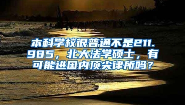 本科学校很普通不是211.985，北大法学硕士，有可能进国内顶尖律所吗？