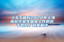 《关于做好2020年上海高校毕业生就业工作的若干意见》政策解读