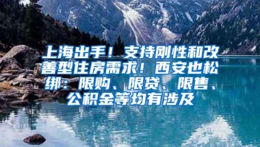 上海出手！支持刚性和改善型住房需求！西安也松绑：限购、限贷、限售、公积金等均有涉及