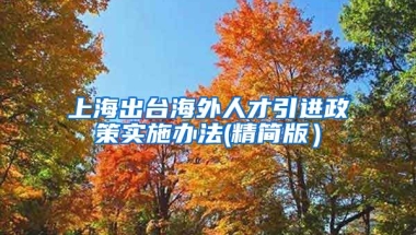 上海出台海外人才引进政策实施办法(精简版）