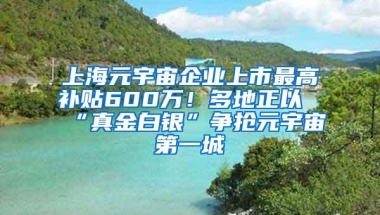 上海元宇宙企业上市最高补贴600万！多地正以“真金白银”争抢元宇宙第一城