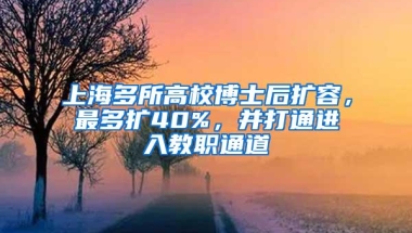 上海多所高校博士后扩容，最多扩40%，并打通进入教职通道