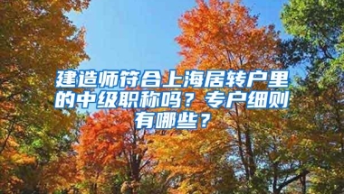 建造师符合上海居转户里的中级职称吗？专户细则有哪些？