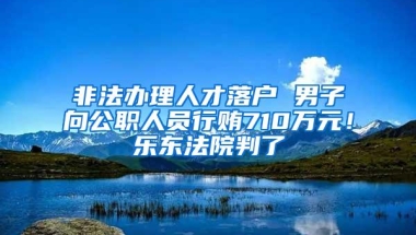 非法办理人才落户 男子向公职人员行贿710万元！乐东法院判了