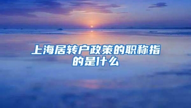 上海居转户政策的职称指的是什么