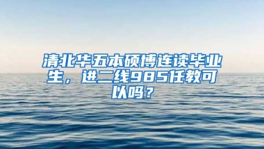 清北华五本硕博连读毕业生，进二线985任教可以吗？