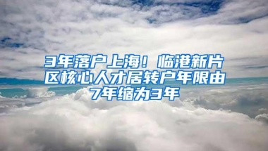 3年落户上海！临港新片区核心人才居转户年限由7年缩为3年