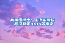 刚需徐博士：上书求调控 我没有买1800万豪宅