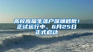 高校应届生落户深圳秒批！正试运行中，6月25日正式启动