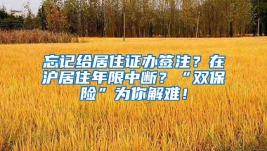 忘记给居住证办签注？在沪居住年限中断？“双保险”为你解难！