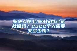 外地人在上海可以自己交社保吗？2022个人需要交多少钱？