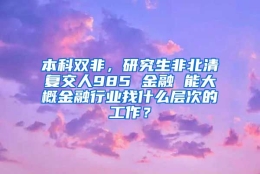 本科双非，研究生非北清复交人985 金融 能大概金融行业找什么层次的工作？