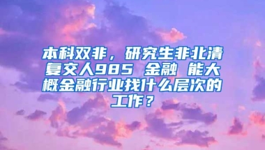 本科双非，研究生非北清复交人985 金融 能大概金融行业找什么层次的工作？