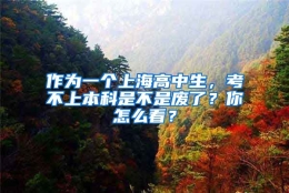 作为一个上海高中生，考不上本科是不是废了？你怎么看？