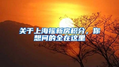 关于上海摇新房积分，你想问的全在这里