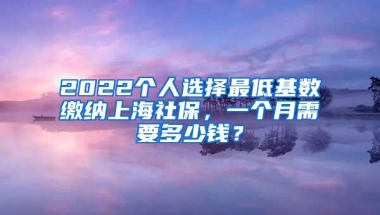 2022个人选择最低基数缴纳上海社保，一个月需要多少钱？