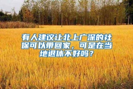 有人建议让北上广深的社保可以带回家，可是在当地退休不好吗？