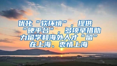 优化“软环境”，提供“硬平台”，多项举措助力留学和海外人才“留”在上海、衷情上海