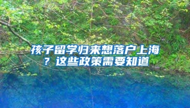 孩子留学归来想落户上海？这些政策需要知道