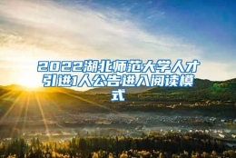 2022湖北师范大学人才引进1人公告进入阅读模式