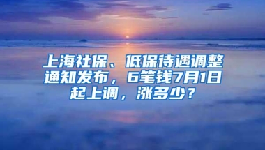 上海社保、低保待遇调整通知发布，6笔钱7月1日起上调，涨多少？