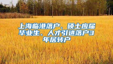 上海临港落户、硕士应届毕业生、人才引进落户3年居转户