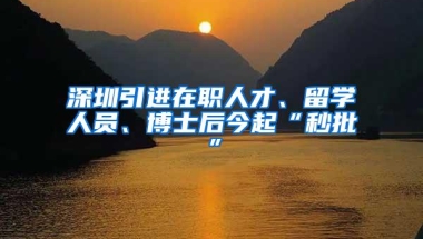 深圳引进在职人才、留学人员、博士后今起“秒批”