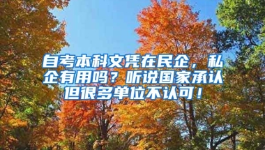 自考本科文凭在民企，私企有用吗？听说国家承认但很多单位不认可！