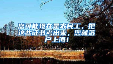 您可能现在是农民工，把这些证书考出来，您就落户上海！