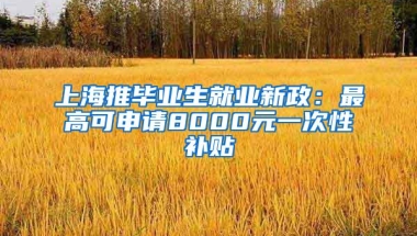 上海推毕业生就业新政：最高可申请8000元一次性补贴