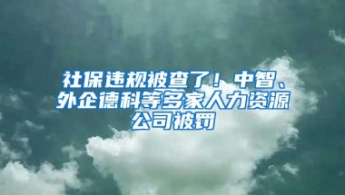 社保违规被查了！中智、外企德科等多家人力资源公司被罚