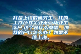 我是上海的研究生，找的工作所在企业不管毕业生落户,这个是什么意思，那我的户口怎么办？如果不落上海，