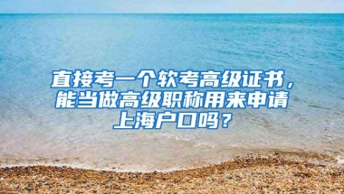 直接考一个软考高级证书，能当做高级职称用来申请上海户口吗？