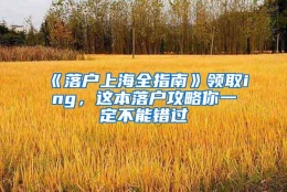 《落户上海全指南》领取ing，这本落户攻略你一定不能错过