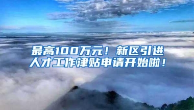 最高100万元！新区引进人才工作津贴申请开始啦！