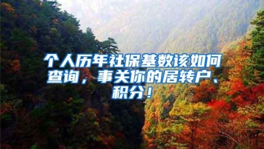 个人历年社保基数该如何查询，事关你的居转户、积分！