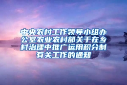 中央农村工作领导小组办公室农业农村部关于在乡村治理中推广运用积分制有关工作的通知