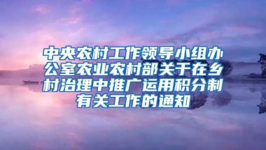 中央农村工作领导小组办公室农业农村部关于在乡村治理中推广运用积分制有关工作的通知