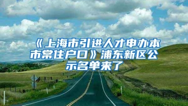 《上海市引进人才申办本市常住户口》浦东新区公示名单来了