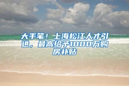 大手笔！上海松江人才引进，最高给予1000万购房补贴