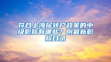 符合上海居转户政策的中级职称有哪些？附最新职称目录