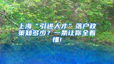 上海“引进人才”落户政策知多少？一条让你全看懂!