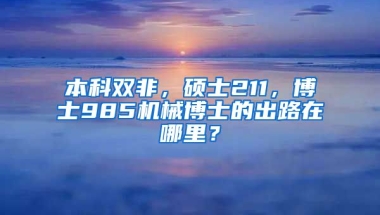 本科双非，硕士211，博士985机械博士的出路在哪里？