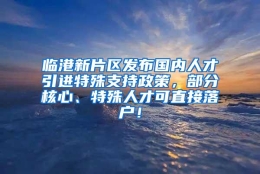 临港新片区发布国内人才引进特殊支持政策，部分核心、特殊人才可直接落户！