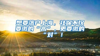 想要落户上海，社保不仅要缴的“高”，更要缴的“对”！